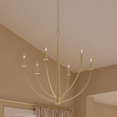 Jheni Six-Light Brushed Gold Chandelier