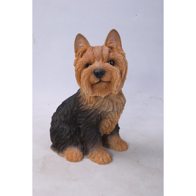 Adorable Brown and Black Sitting Yorkshire Terrier Dog Statue