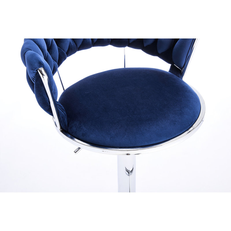 2 tabourets de bar - Revêtement en velours bleu, base en métal avec structure stable pour (2) applications polyvalentes, Bleu