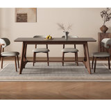 Avira 71"L Marble White Top Solid Wood Dining Table