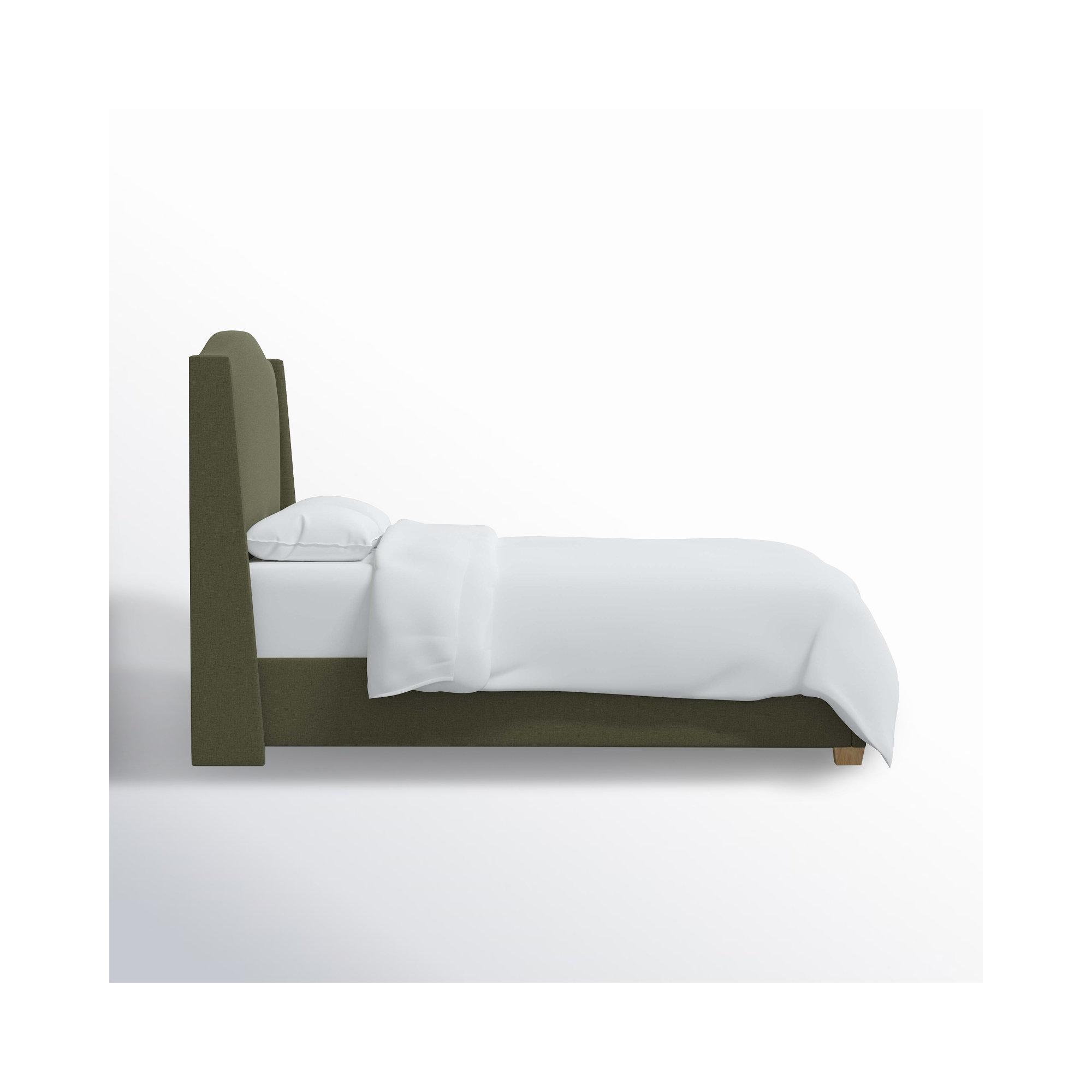 Allis Upholstered Wingback Bed, Twin, Zuma Laurel Textured Linen