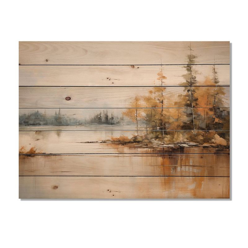 Minimalisme, lac tranquillité - art mural en bois sur bois de pin naturel, H 24 po x l 32 po