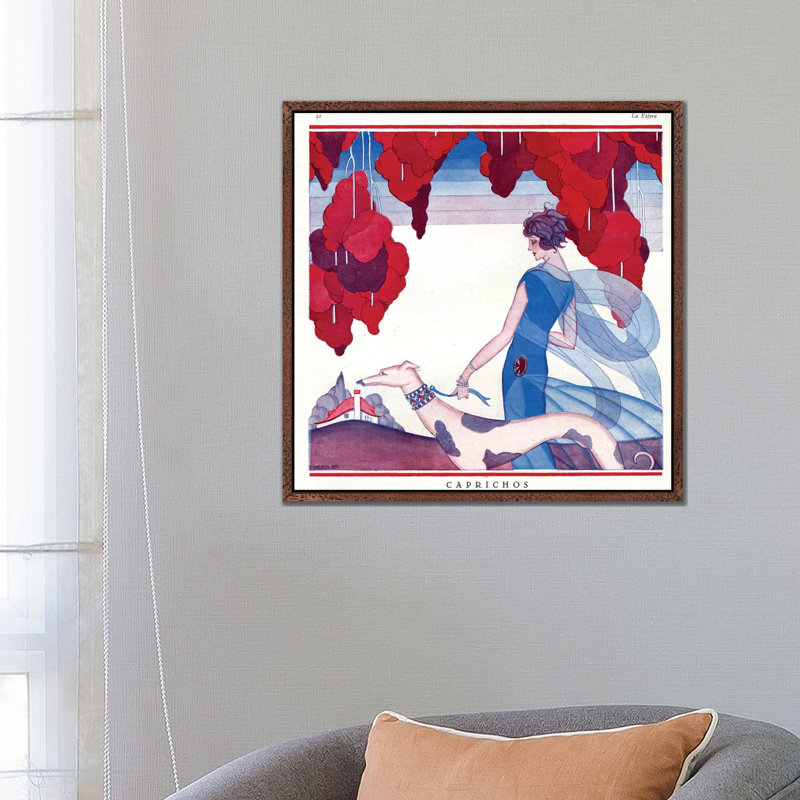 1920s La Vie Parisienne Magazine Plate - Print on Canvas, Classic Brown Wood Floater Framed, 66.04cm H x 66.04cm W x 3.81cm D
