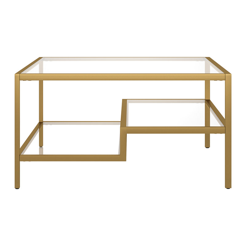 Lovett Glass Top Coffee Table, Brass