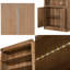 Bibliothèque de 83,4 po de hauteur avec portes et lumières DEL, bibliothèque de ferme avec tablettes réglables à 3 niveaux, grande armoire de rangement pour le salon et le bureau personnel, finition noyer
