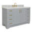 Meuble-lavabo simple 55 po en bois massif gris Frawley avec plateau en marbre de Carrare 1,5 po-1413195298-1446251538