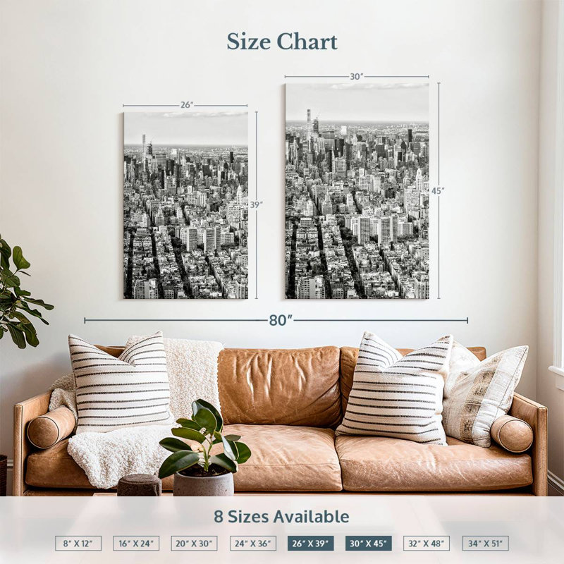 Sireci Manhattan Cityscape BW, 45" H x 30" W