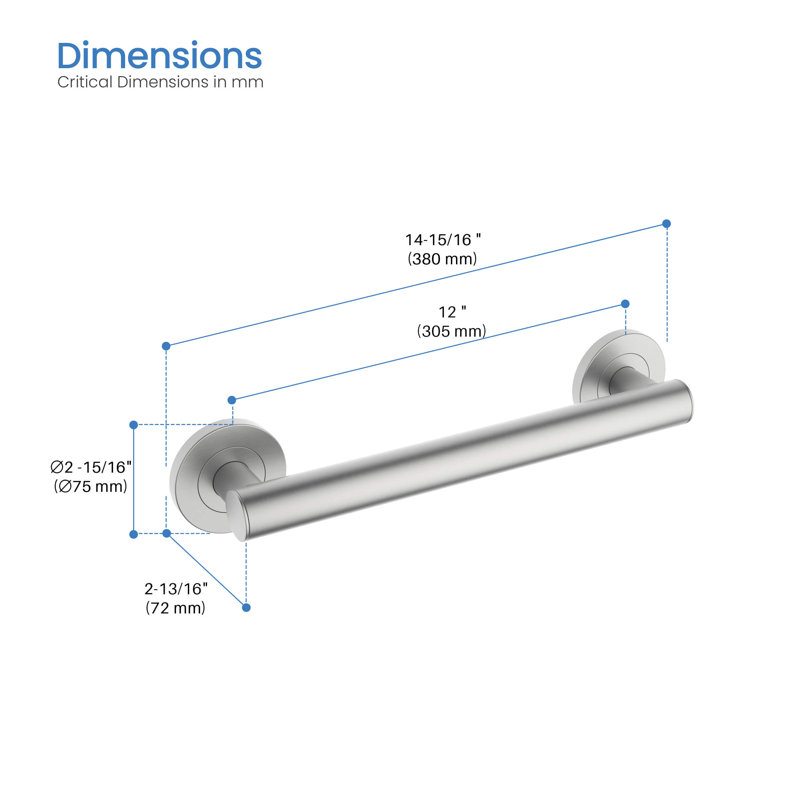 14.94'' Grab Bar, Silver