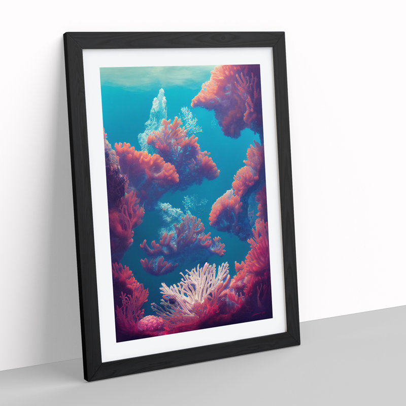 Enchanted Coral Reef - Single Picture Frame Painting, Black, 64cm H x 46cm W x 2cm D