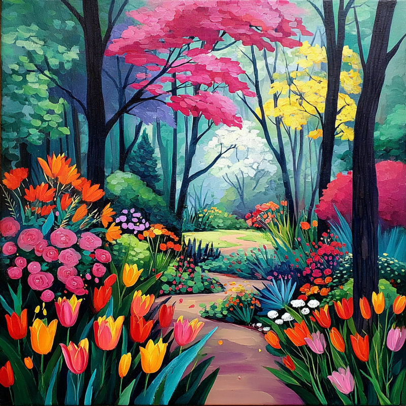 Art floral sur toile Floral Harmony Lane, H 40 po x l 40 po