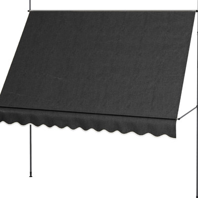 Auvent de porche, autoportant de 118 po avec support, pour terrasse, fenêtre, porte, pare-soleil de patio noir et porche réglable