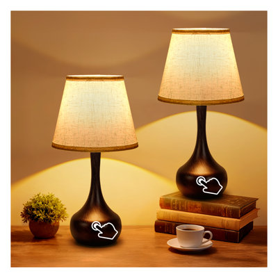 Ensemble de 2 lampes de table à contrôle tactile 2 pièces avec gradateur à 3 niveaux - petites lampes de chevet pour chambre d'enfant, chambre de bébé, chambre et bureau (ampoules DEL incluses)