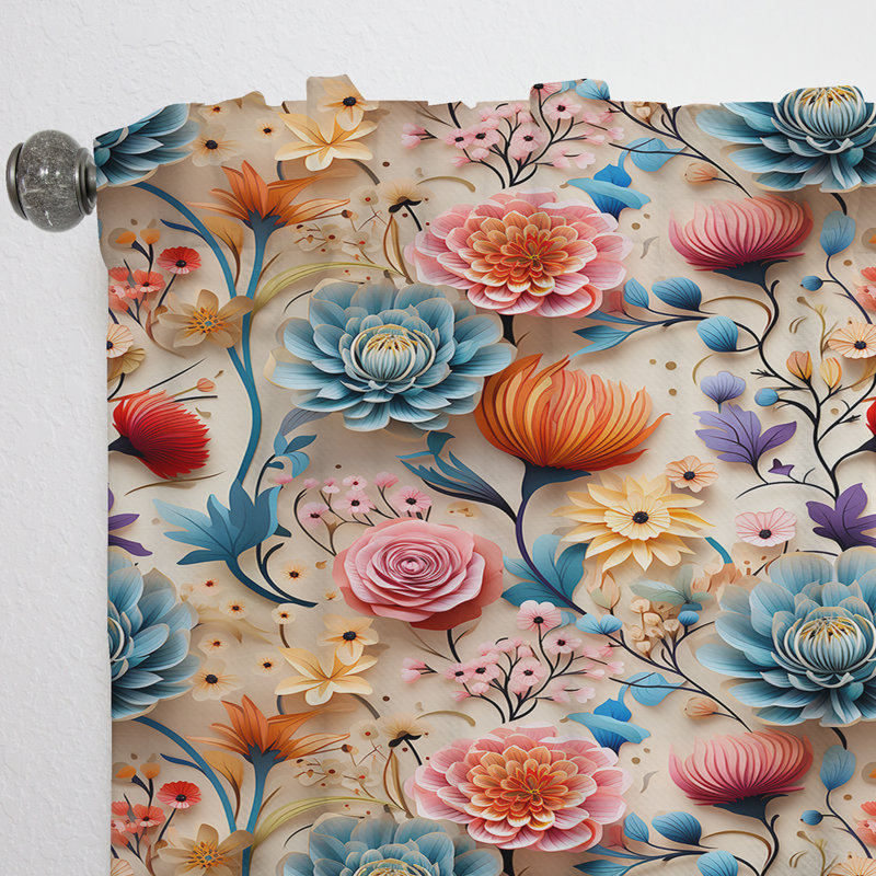 Motif botanique pastel arc-en-ciel II - Rideau floral - Rideau floral obscurcissant - 1 panneau, L 52 po x L 120 po