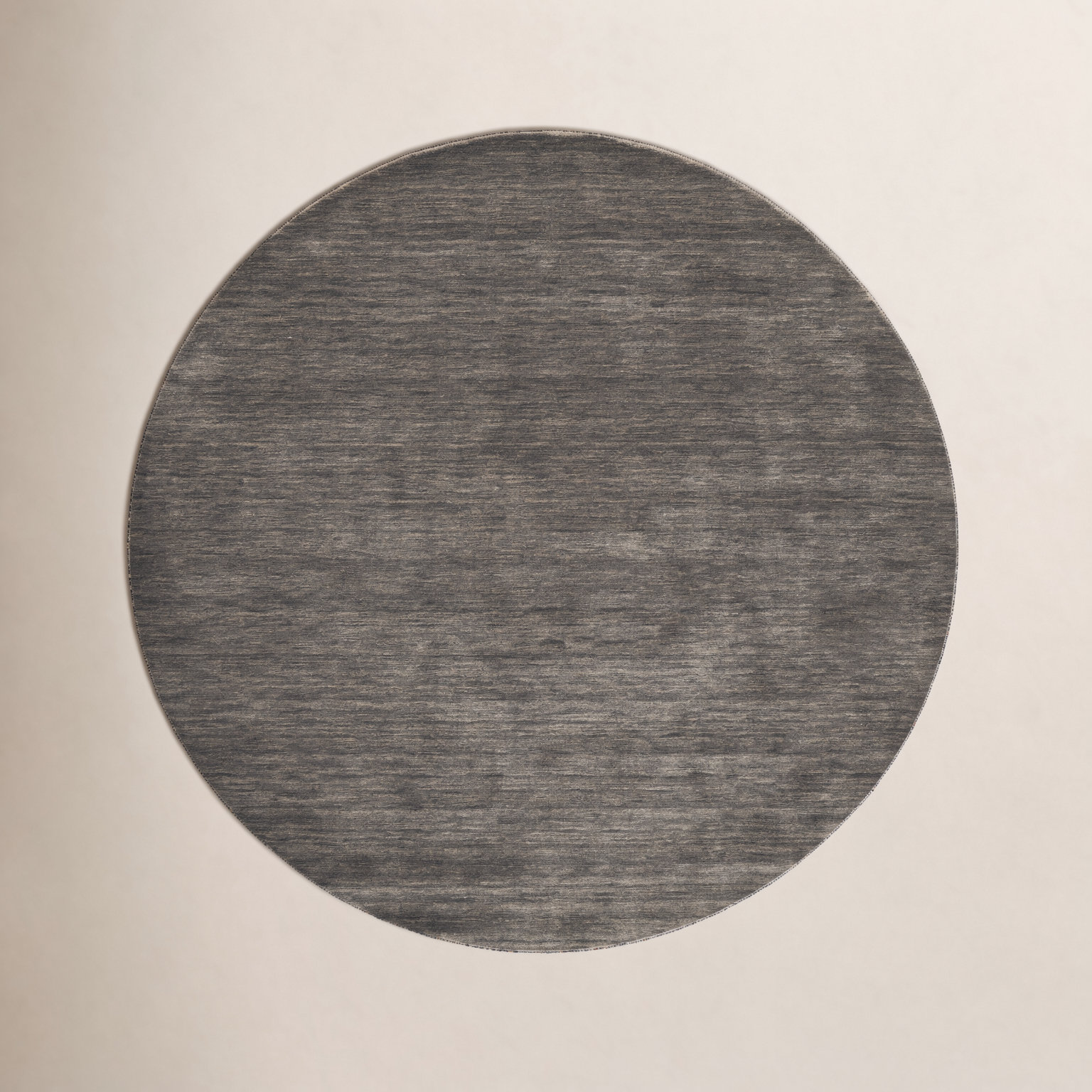 Lineville Dark Gray Hand-Woven Wool Rug, Round 8'