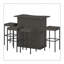Ensemble de bar d'extérieur 5 pièces avec plateau en verre trempé et 4 tabourets de bar en rotin, mobilier de patio en métal brun foncé-130462176