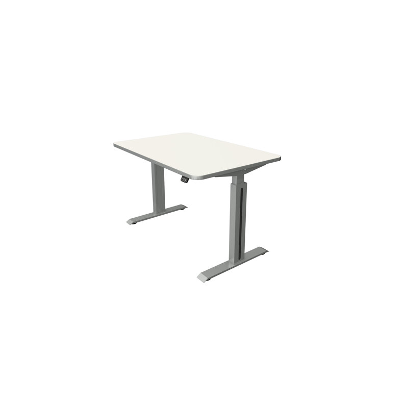 Pixa Adjustable Metal Base Standing Desk, White, 74-123cm H x 120cm W x 80cm D