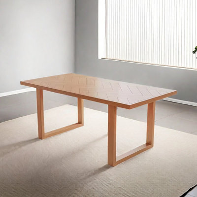 Log-style rectangular solid wood dining table