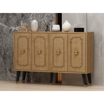 Console élégante, chêne saphir et or, 47,2 po x 31,5 po x 11,8 po | 100% panneau de particules enduit de mélamine, épaisseur: 0,7 pouce | Parfait pour le vestibule ou le salon, style traditionnel élégant