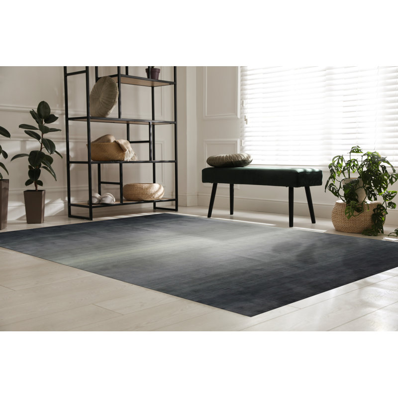 Tapis gris à rayures transitionnelles Modern Talia, Rectangle 8 pi 9 po x 11 pi 9 po
