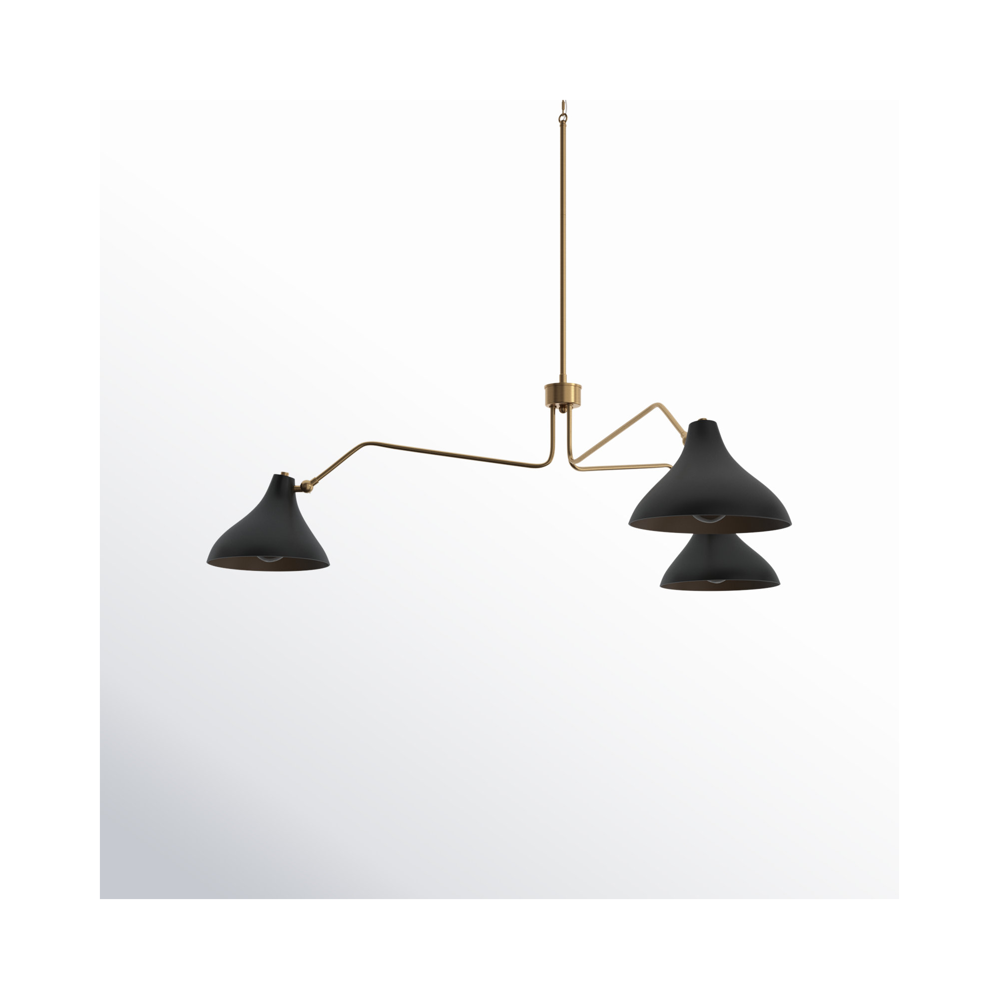 Elyse 3 - Light Metal Dimmable Spider Chandelier, Black, Natural Brass