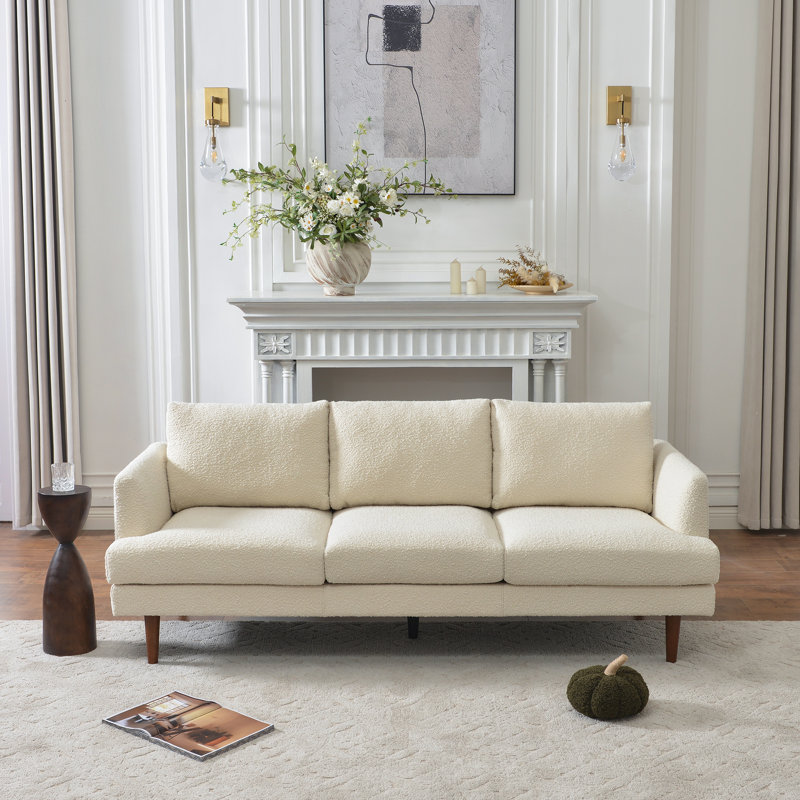 Ensembles de salon 3 pièces rembourrés modernes, Crème Boucle