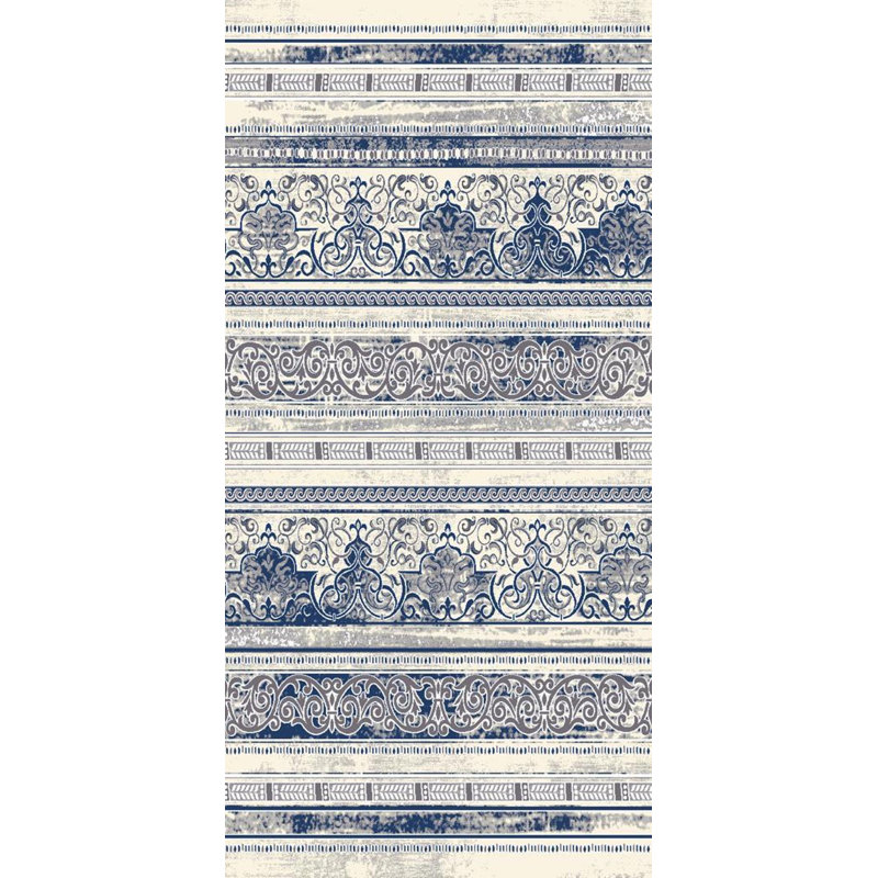 Tapis décoratif bleu marine touffeté à la main Gaye, Rectangle 6 pi 7 po x 9 pi 6 po