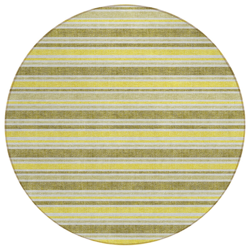 Lovell Washable Striped Indoor / Outdoor Rug, Round 8'