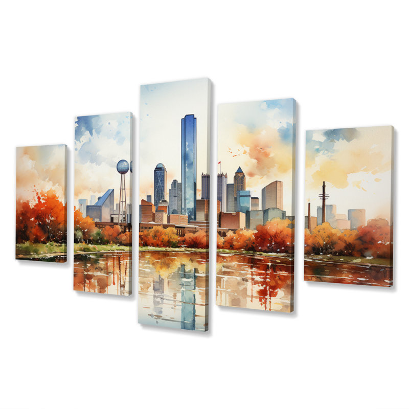 «Dallas Perspectives IV» sur toile, reproduction de 5 pièces