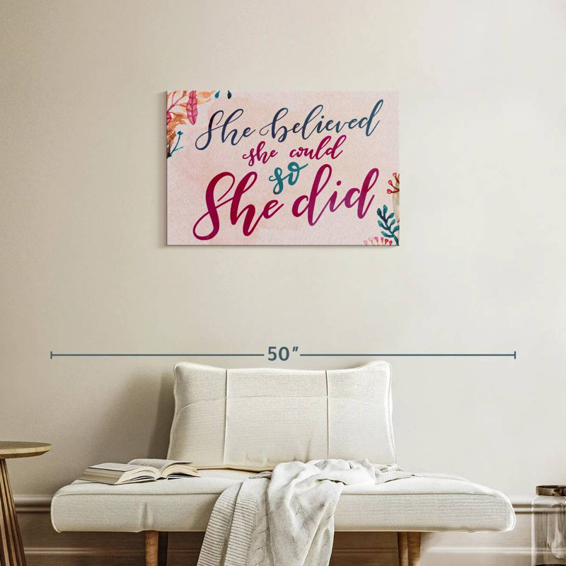 " She Believed Typography ", 20" H x 30" W x 1.25" D