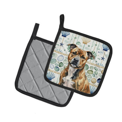 Paire de porte-casseroles Brindle Staffordshire Bull Terrier