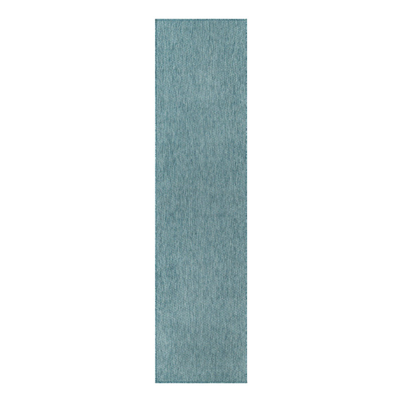 Avaughn Aqua Indoor/Outdoor Rug, Runner 2'7" x 10', Aqua 