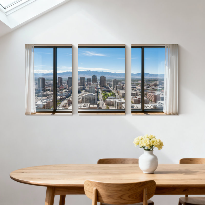 Ensemble de 3 impressions d'art sur toile, paysages et paysages urbains, H 18 po x l 36 po