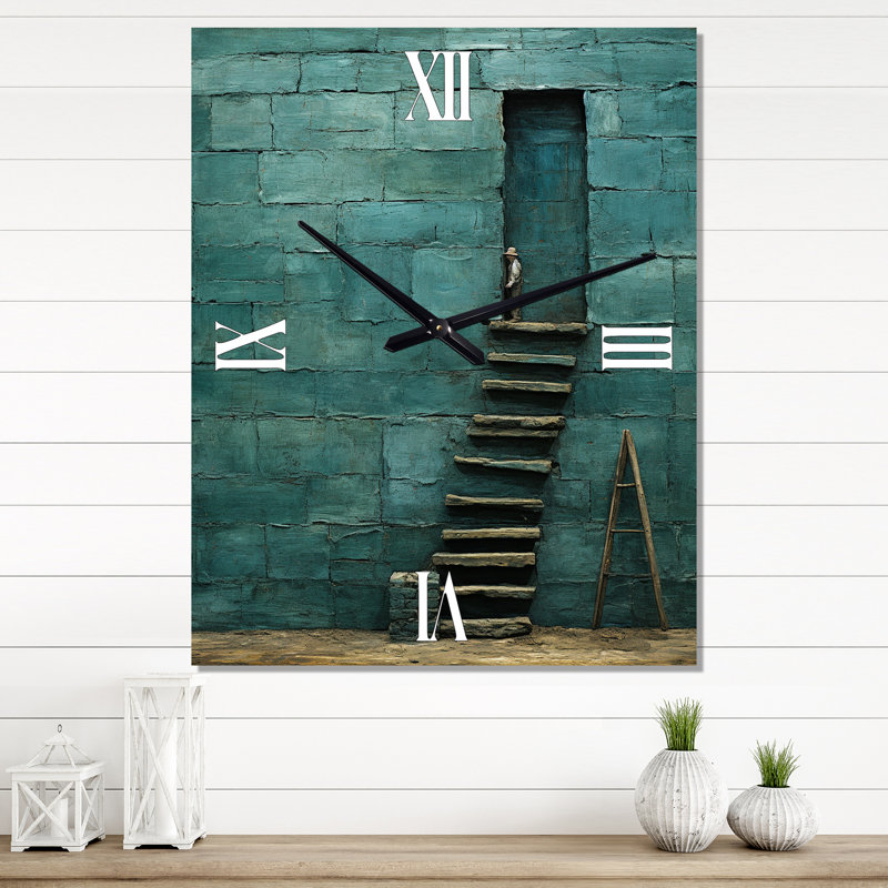 Horloge murale transitionnelle «Stairway To Grace Minimal Orange On Indigo VI», Petit