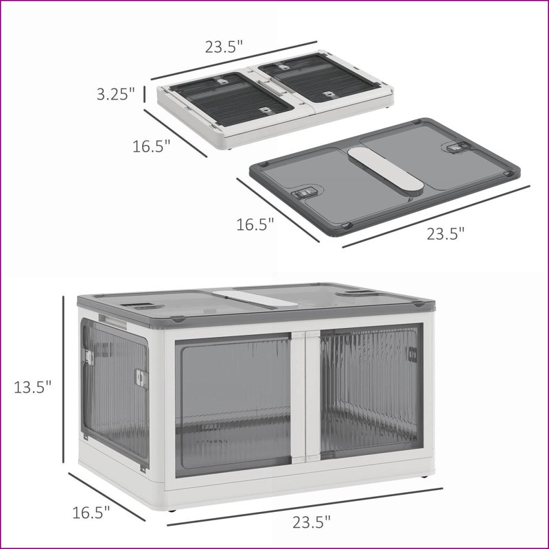 Bacs de rangement empilables pliables avec couvercles Roues | Plastique blanc, Blanc