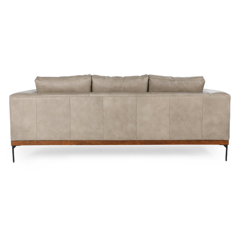 Bentley 95'' Leather Match Square Arm Sofa, Gray Leather Match