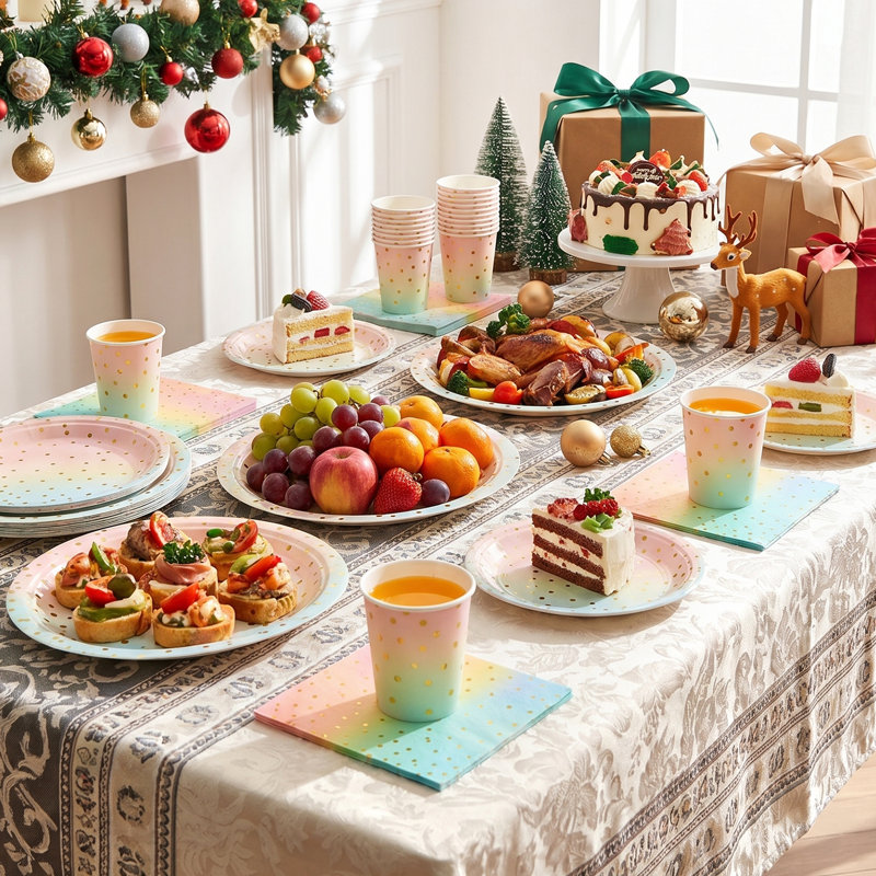 60-Piece Disposable Birthday Party Paper Tableware Set