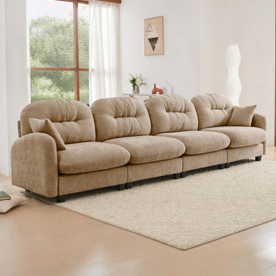 Chenille Fabric Modular 4-Seat Sofa Including 2 Pillows