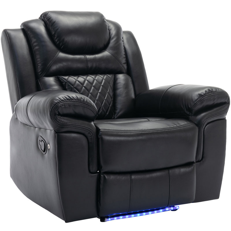 Fauteuil inclinable manuel avec bande lumineuse DEL, Similicuir noir