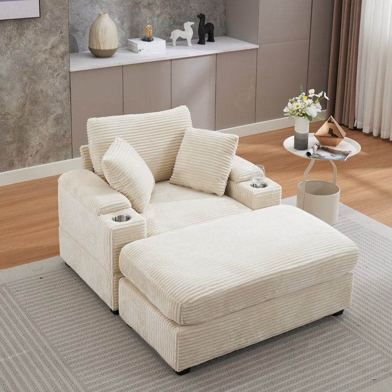 Canapé en velours Corduroy, Beige