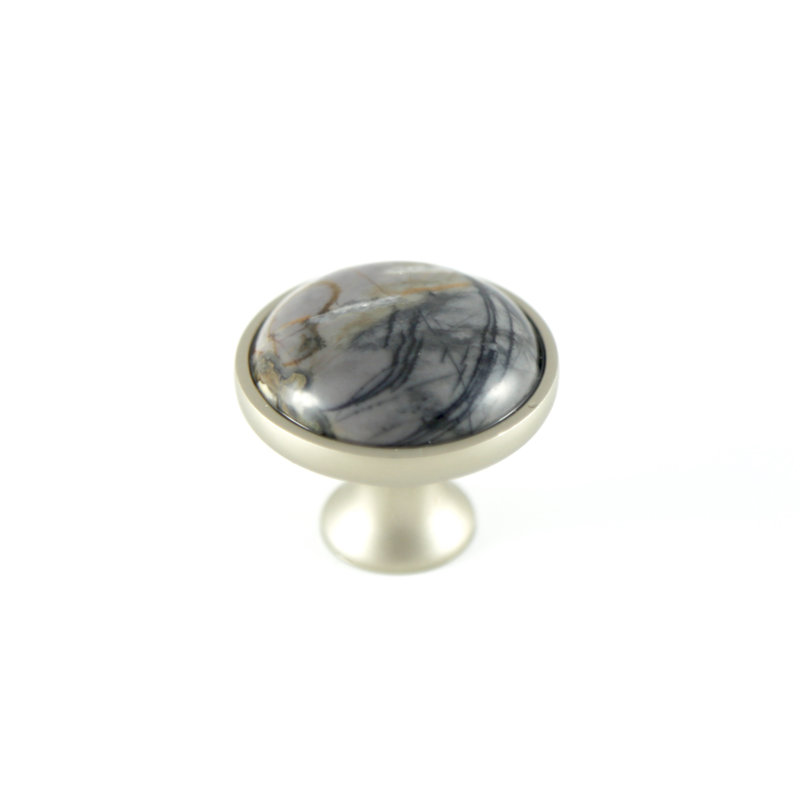 Mushroom Knob, Satin Nickel/Gray