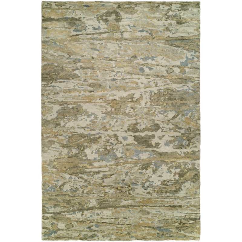 Shami Wool Camouflage Area Rug, Rectangle 6' x 9'