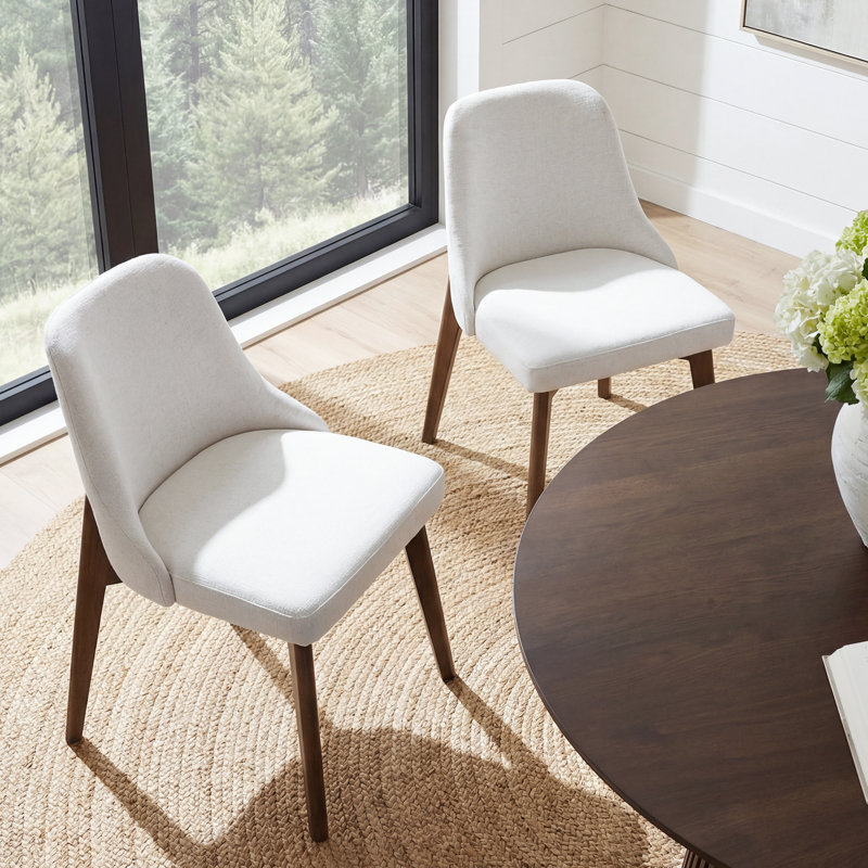 Chaise rembourrée en bois massif H 32,7 po, Blanc
