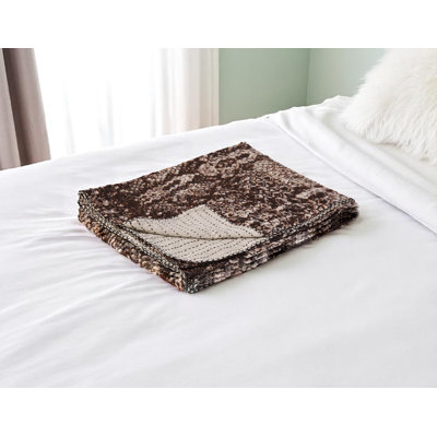 50" X 70" Brown And Ivory Cotton Quilted Kantha Throw Blanket With Embroidery