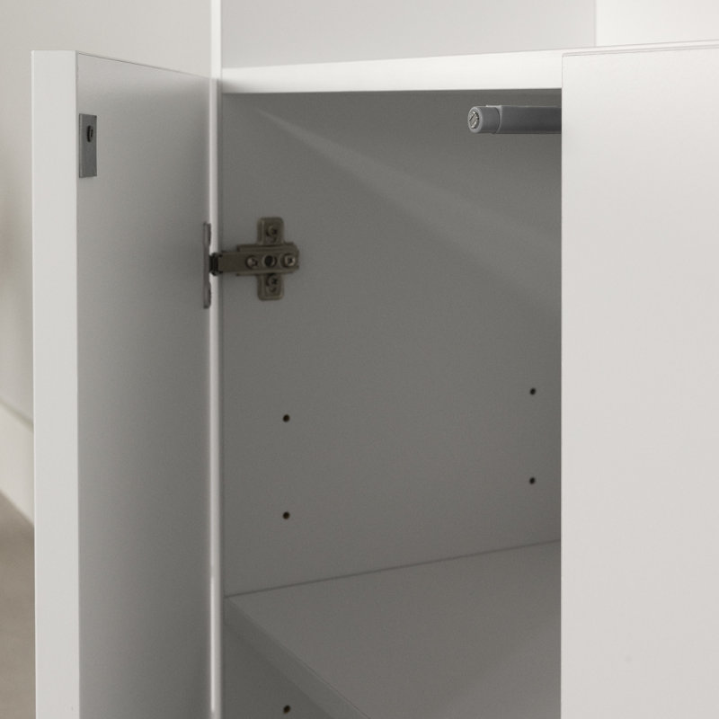 Liora Wide 4-Door Bookcase With Open Storage, Pure White