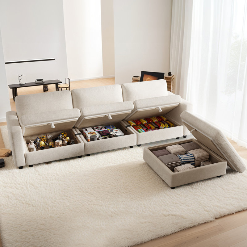 Canapés modulaires modulaires avec structure robuste, canapé en L avec repose-pieds convertible, canapé 3 places avec dossier réglable, canapé modulaire moderne avec coussin confortable