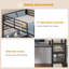 Loft Bed Full Size With U-shaped Desk, 6 Storage Drawers, Power Outlet, Led Metal Loft Bed With 2 Storage Shelves, Bed With Safety Guardrail & Ladders, No Box Spring Needed-655375755