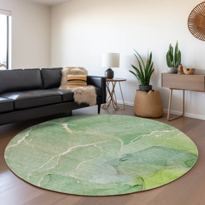 Premium Machine Washable Cerrito AMF511 Green Rug