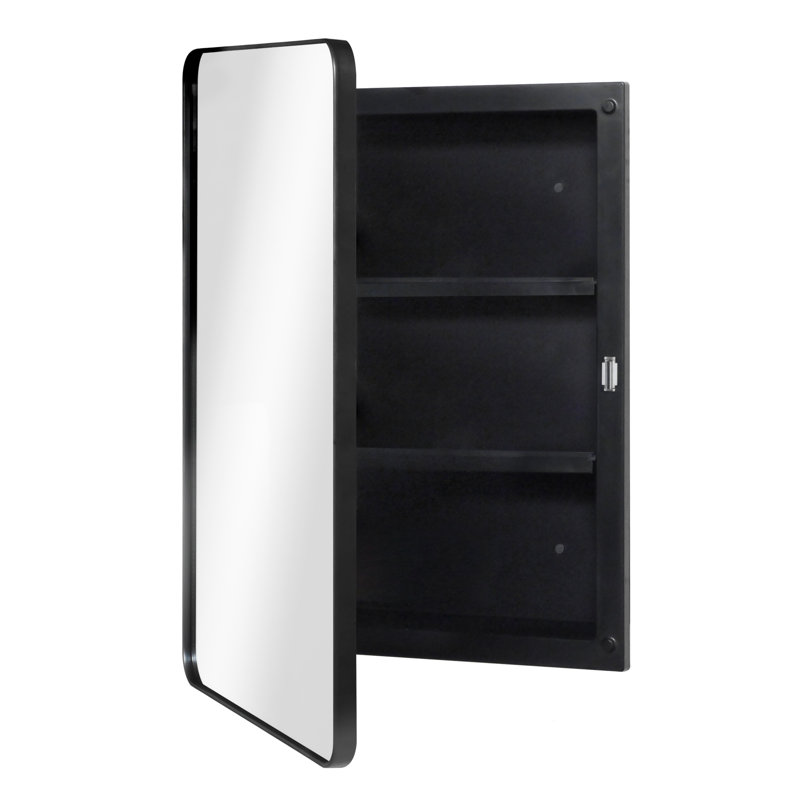 Rivesville Medicine Cabinet Mirror, Matte Black, 22" H x 16" W