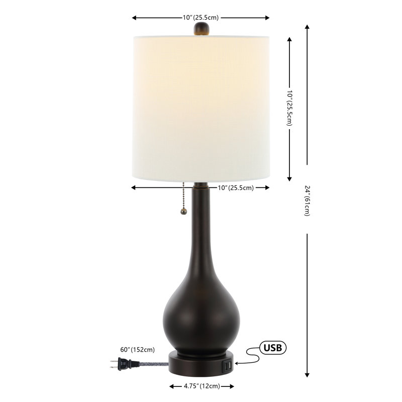 Lampe de table USB en métal Orford, Bronze huilé