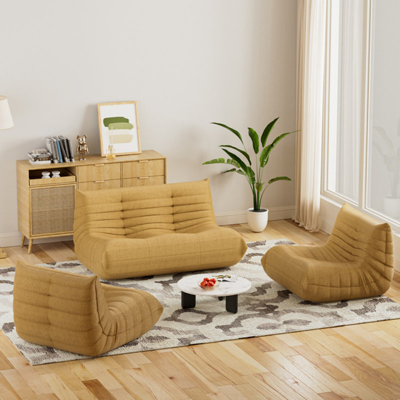 Fireside Chair With Lazy Floor Sofa Couch, Corner Bean Bag Chair, Tatami Sofa, Corner Chair Sofa (1*Loveseat+2*Chairs)